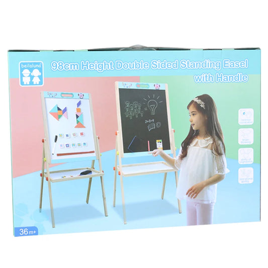 HKM-451923 Children's Wooden Drawing Easel and Writing Board for Ages 3-6