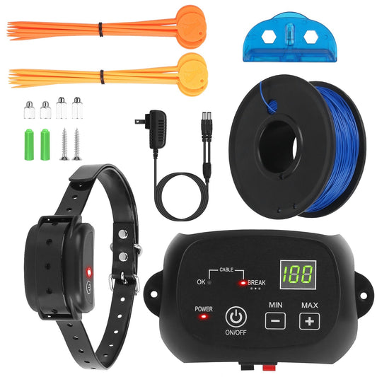 HKM-4555453 Adjustable Wireless Dog Fence System with Waterproof Receiver and Rechargeable Collar for Small to Large Dogs