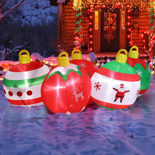HKM-456019 6.9ft Inflatable Christmas Decoration with LED Lights and Five Colorful Balls for Festive Indoor and Outdoor Display