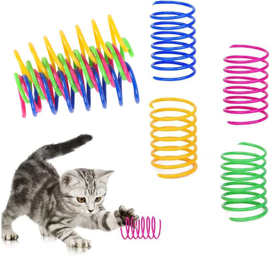 HKM-456915 Interactive 4-Piece Durable Plastic Spiral Spring Toy for Cats