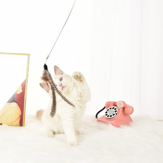 HKM-457043 Interactive Feather Cat Teaser Wand - Engaging Toy for Cats, Safe Design, 44CM Rod Length