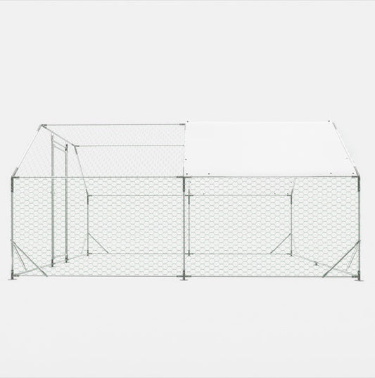 HKM-4574909 Heavy-Duty 10x13 Foot Chicken Coop with Galvanized Steel Frame and Waterproof Cover