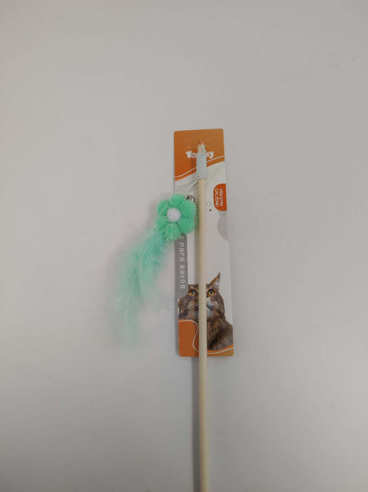 HKM-4577853 Wooden Cat Teasing Stick with Small Flower Decoration