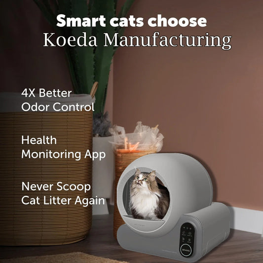 HKM-458835 Smart Automatic Cat Litter Box with WiFi APP Control, Odor Control, and Dust-Free Design for Cats up to 10kg