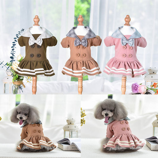HKM-4616125 Autumn and Winter Pet Cotton Princess Dress with Skirt ¨C Available in Various Sizes