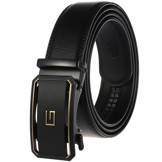 HKM-464019 Automatic Two-Layer Cowhide Men's Belt with Durable Buckle - Model LY36-21596-1