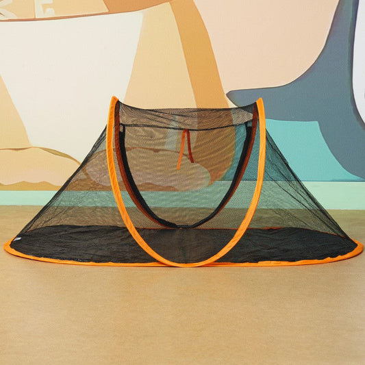HKM-4640829 Tent Pet Bed for Dogs and Cats - Portable Travel Nest in Black, Green, and Orange Cloth
