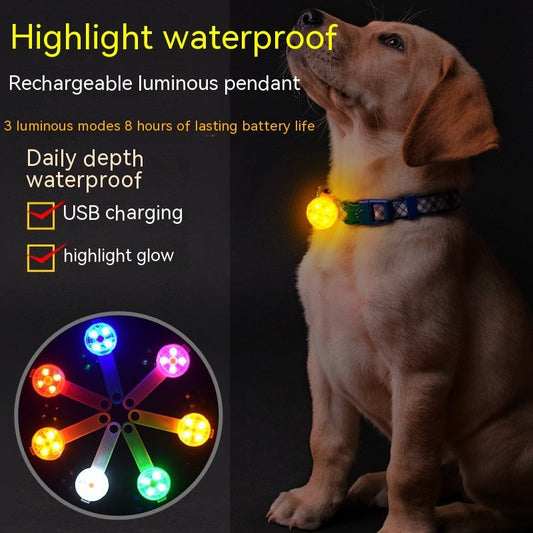 HKM-4649789 Luminous USB Charging Waterproof Dog Pendant Light for Night Walking with Customizable Colors