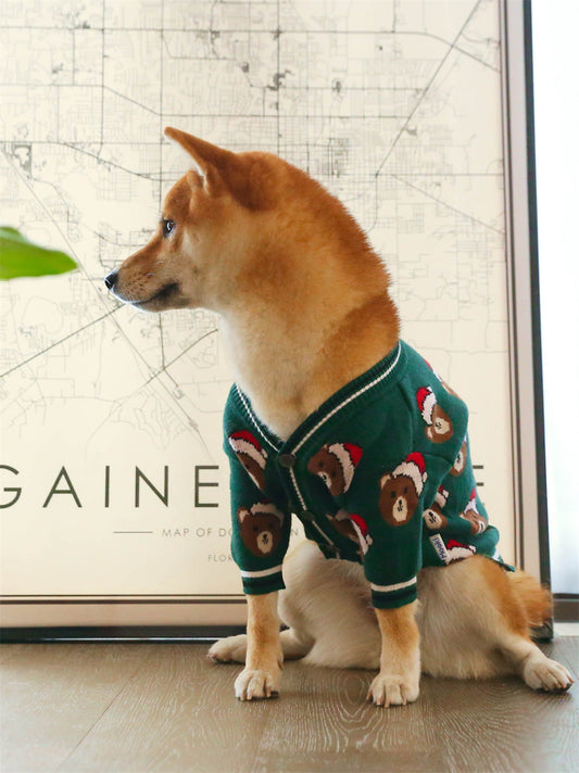 HKM-4667581 Festive Red Sweater for Dogs - Christmas and New Year Design, Knitted Animal Pattern, Multiple Sizes Available