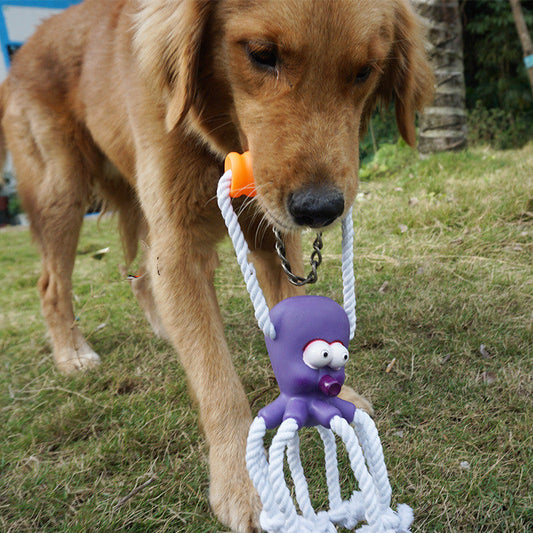 HKM-4681917 Interactive Bite-Resistant Hemp Rope Toy for Puppies with Molar Ball Design