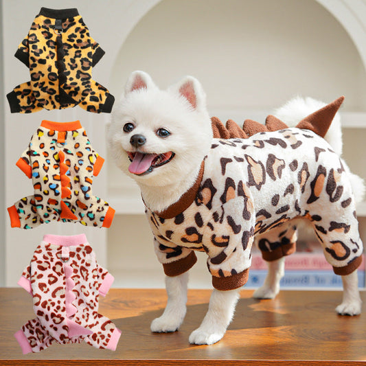 HKM-4687677 Cozy Fleece Dog Clothes for Autumn and Winter - Multiple Dinosaur Prints for French Bulldogs