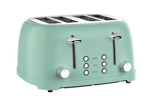 HKM-469651 Retro 4-Slice Stainless Steel Electric Pop-Up Toaster with Grill Feature