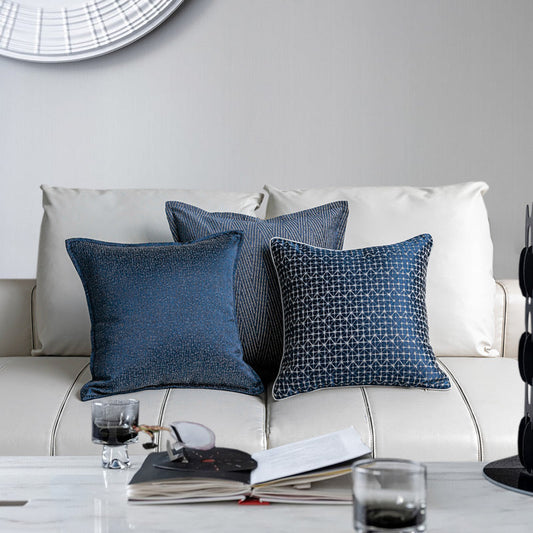 HKM-470035 Denim Blue Modern Minimalist Pillow Cover for Living Room, 45x45cm