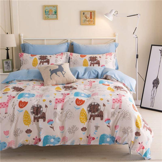 HKM-470227 Student Bedding Set - Modern Quilt Cover 4-Piece Collection for 1.2m to 2.2m Beds, Various Patterns
