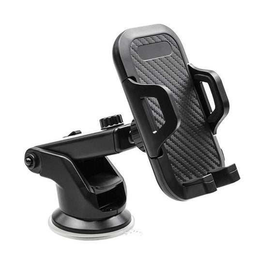 HKM-471763 Carbon Fiber Texture Suction Cup Phone Holder for Cars and Desktops