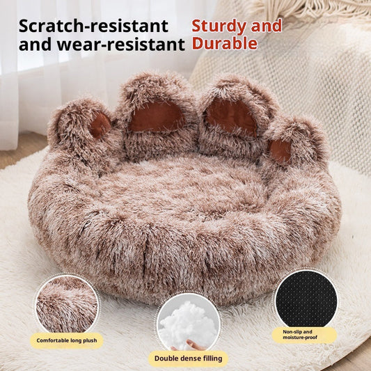 HKM-4735165 Stylish Two-Color Thickened Plush Pet Bed for Dogs, Available in Various Sizes