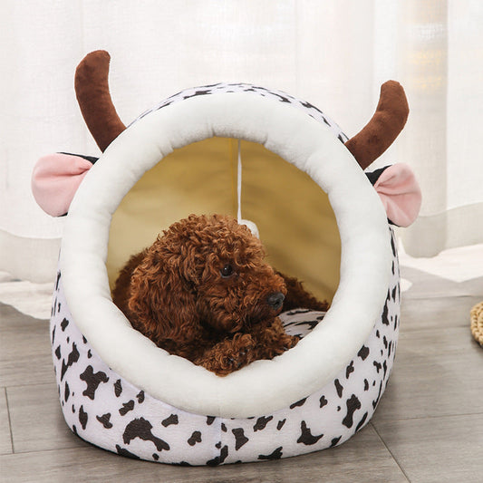 HKM-4771901 Semi-Enclosed Pet Litter Box with Washable Cotton Kennel - Available in Multiple Colors and Sizes