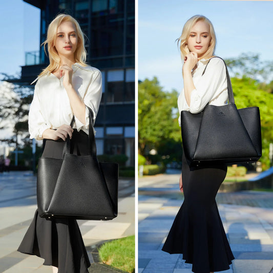 HKM-477203 Luxury Leather Crossbody Tote Bag for Women - Versatile Laptop Handbag