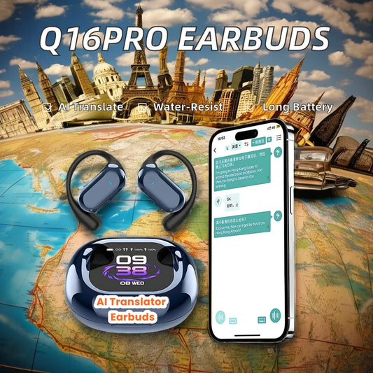 HKM-477971 A16 Pro Sport Earbuds with LCD Touch Screen and Long Battery Life, Semi-In-Ear and Open-Ear Design