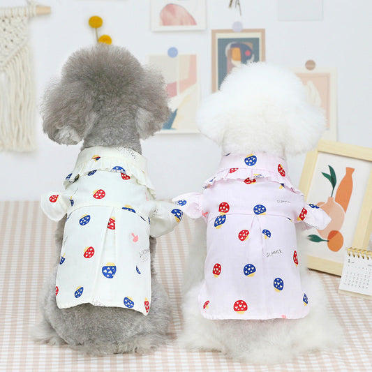 HKM-4783549 Thin Cotton Pet Shirt for Small to Large Dogs - Available in Pink and Beige
