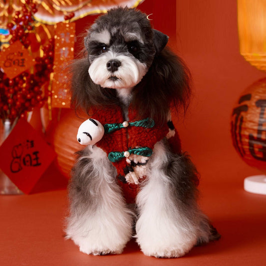 HKM-4784957 Festive Red Chinese New Year Dog Vest Clothing for Pets, Sizes XS-XXL