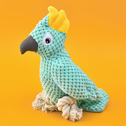 HKM-4800317 Plush Sounding Bird Toy in Assorted Colors - Light Blue, Dark Blue, Grass Green, Green Thrust