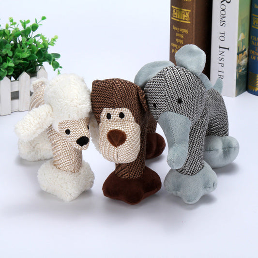 HKM-4827325 Sounding Plush Pet Toy - Bite-Resistant Ball for Dogs, Gray Elephant, Beige VIP, Coffee Monkey