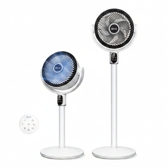 HKM-4836691 Quiet Pedestal Fan, 20dB, 1024 CFM Airflow, 90° Oscillation, 5 Speeds, 12H Timer, Remote Control, White