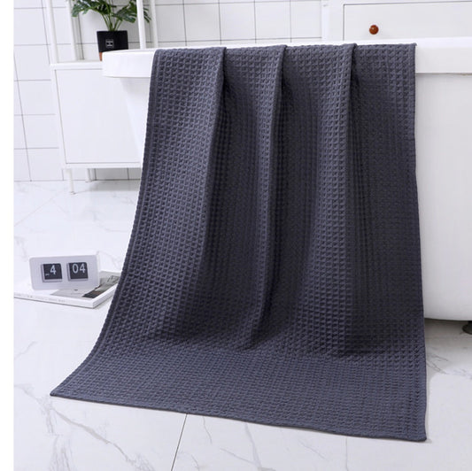 HKM-483987 Quick-Drying Pure Cotton Waffle Bath Towel - Multiple Sizes and Color Options Available