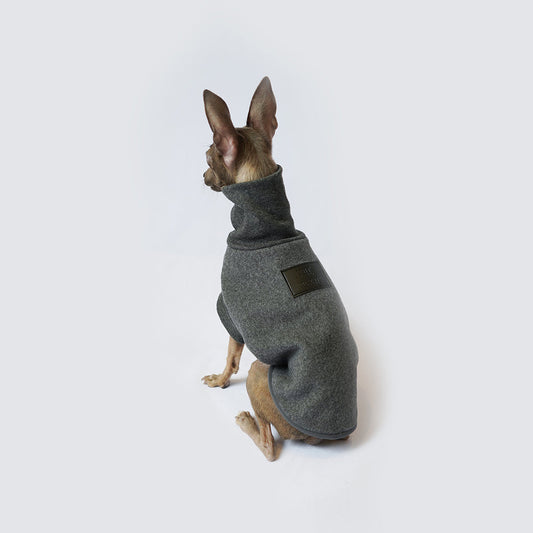 HKM-4841533 Windproof Thickened Polar Flannel Dog Coat for Autumn and Winter in Gray