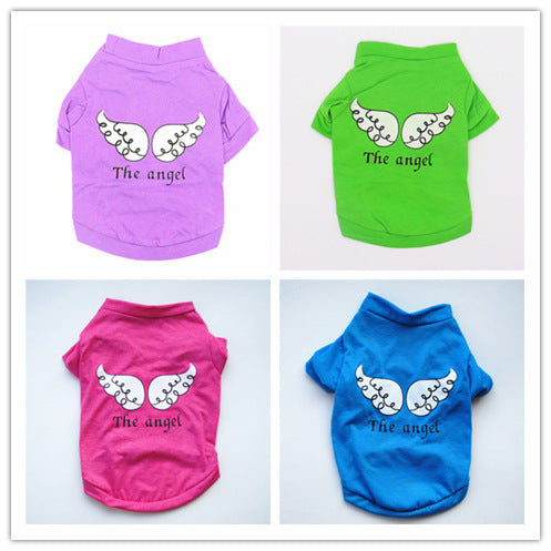 HKM-4850493 Casual Cotton Dog T-Shirt with Short Sleeves in Purple, Rose Red, and Dark Blue