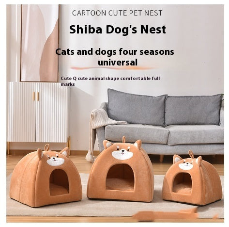 HKM-4854717 Cozy Autumn and Winter Machine Washable Pet Bed for Cats - Available in S, M, L