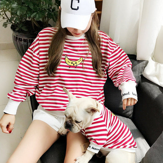 HKM-4855741 Striped Parent-Child Cotton Sweater Set for Small Dogs and Cats