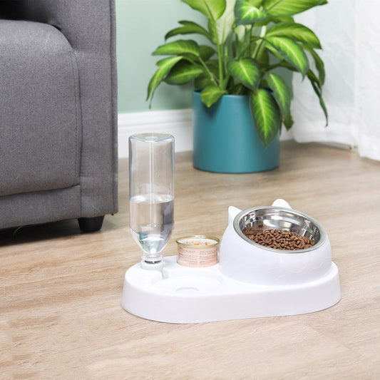 HKM-4856637 Eco-Friendly Double Cat and Dog Bowl - Adjustable Height Pet Drinking and Feeding Station in Multiple Colors