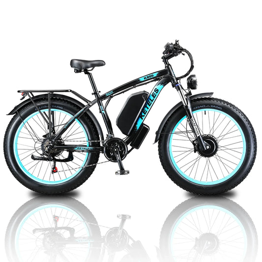 HKM-486035 Electric Bicycle Full Suspension Frame K800, 26 Inch Fat Tire, 2000W Dual Motor, Shimano 21 Speed, 48V Battery