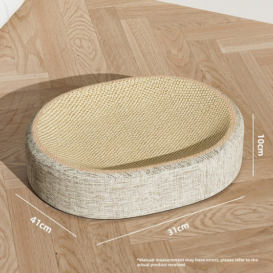 HKM-4866237 Sisal Cat Scratching Board with Integrated Oval Basin - Durable and Wear-Resistant Design