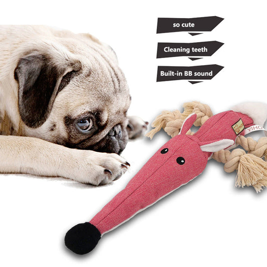 HKM-4867005 Cotton Rope Dog Chewing Toy with Sound - Various Animal Designs for Molar Health