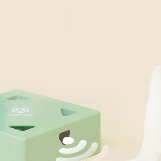 HKM-487315 Intelligent Magic Box with Feathers for Cats - Electric Interactive Toy in Matcha Green and Taro Purple
