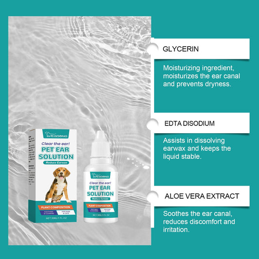 HKM-4879549 Pet Ear Cleaning and Decontamination Solution - 30ML Wash for Cats and Dogs