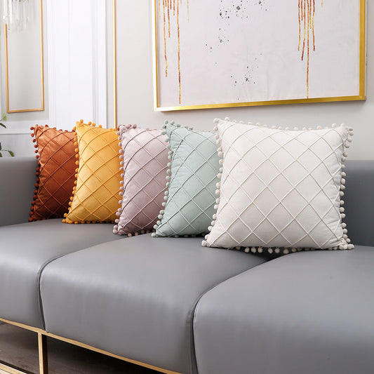 HKM-488019 Dutch Velvet Plaid Pillow Case - Available in Multiple Colors and Sizes (30x50cm, 45x45cm)