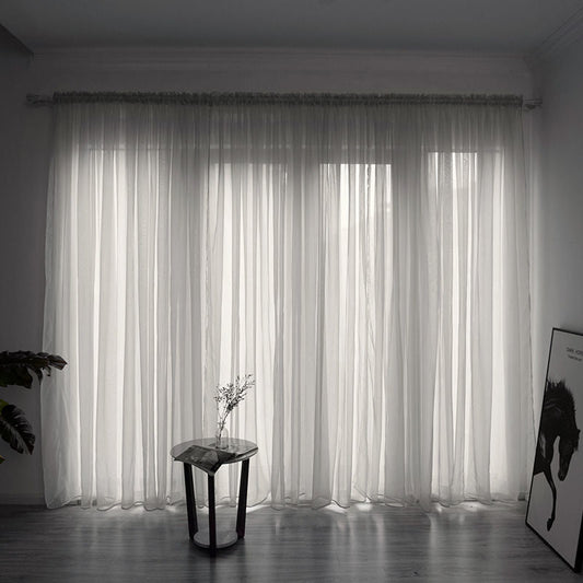 HKM-488723 Solid Color Gauze Curtain for Balcony - Cotton Light Transmission Material - Available in Various Colors and Sizes
