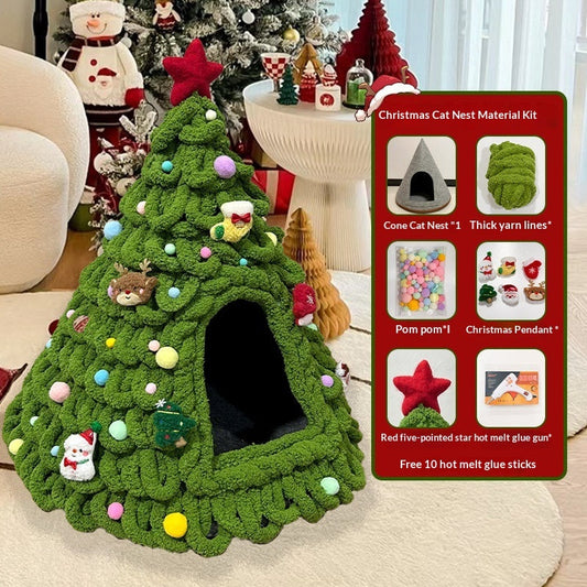 HKM-4899005 Christmas-Themed Felt Cat Bed - Multiple Unique Designs Available