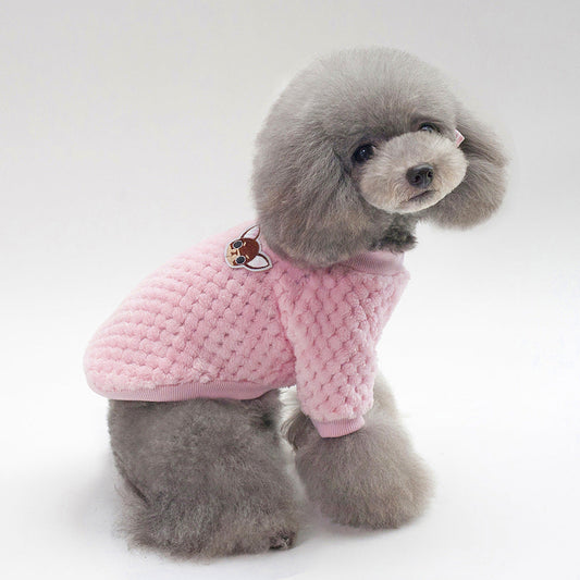 HKM-4914621 Cozy Two-Legged Fleece Clothing for Pets - Blue and Pink for Autumn and Winter