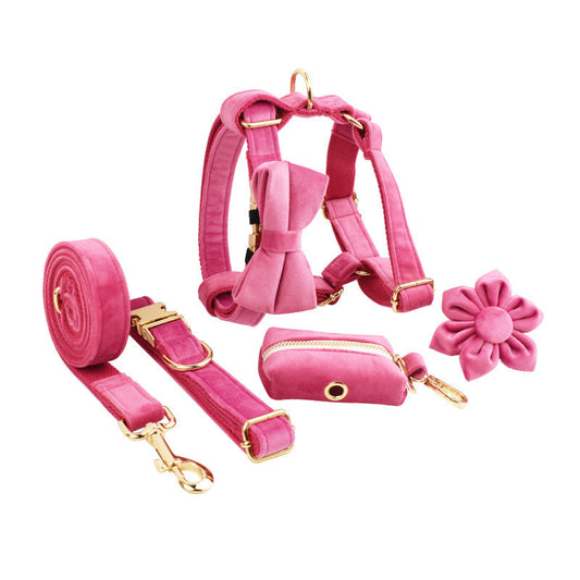 HKM-491667 Soft Velvet Dog Collar with Adjustable Fit and Accessories Included