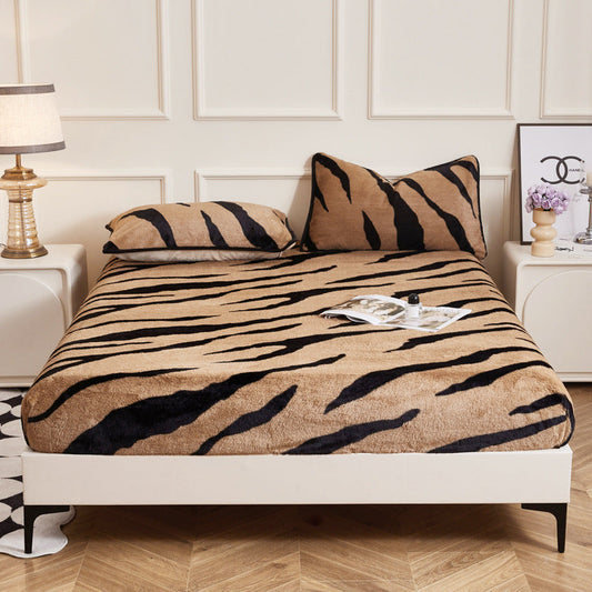 HKM-492307 Winter Milk Fiber Fitted Sheet - Striped & Solid Colors in Multiple Sizes
