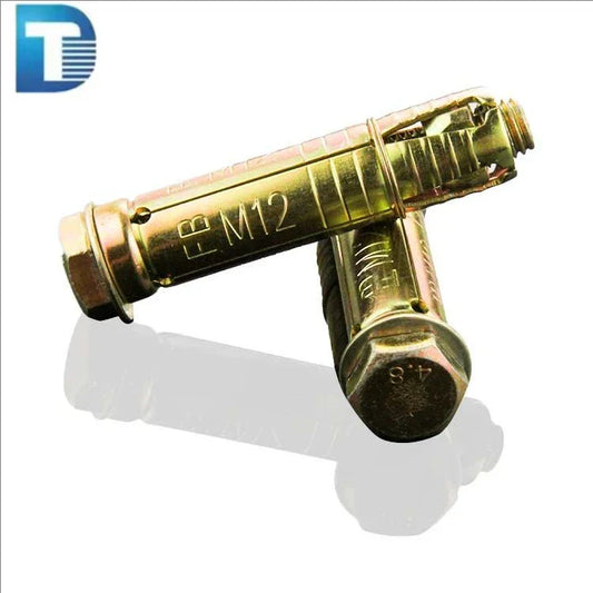 HKM-492499 Heavy Duty Yellow Zinc Plated Shield Anchor Bolt Fasteners - 4PCS Set for Secure Wall Fixing