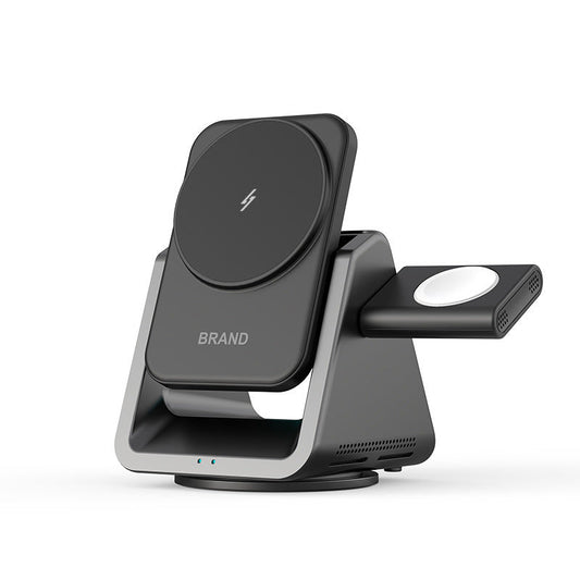 HKM-495315 Three-in-One Fast Wireless Charger with Magnetic Bracket for Compatible Devices