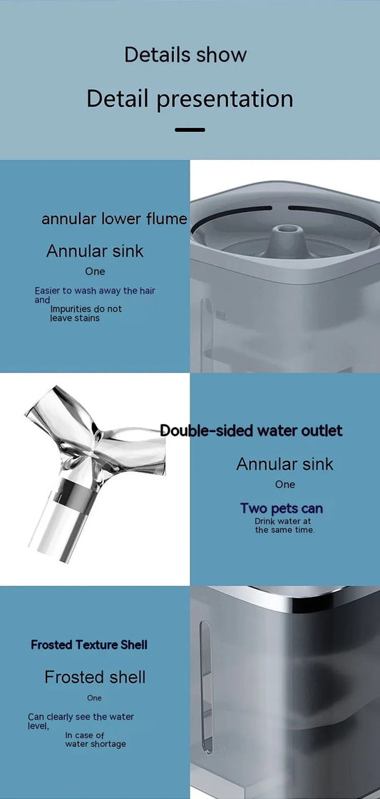 HKM-496531 Automated 2L Cat and Dog Water Dispenser with Quiet Operation and Sensor Function
