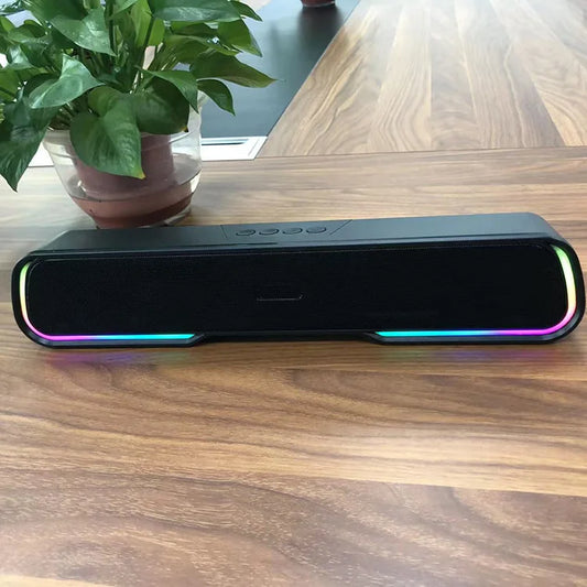 HKM-500371 Portable RGB Mini Sound Bar with Subwoofer for Desktop Audio