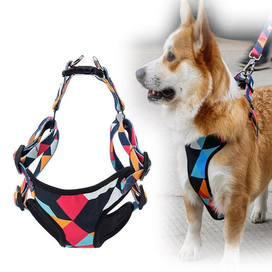 HKM-502547 Adjustable Nylon Chest Harness for Medium and Large Dogs with Padded Comfort and Sturdy Metal Clasp
